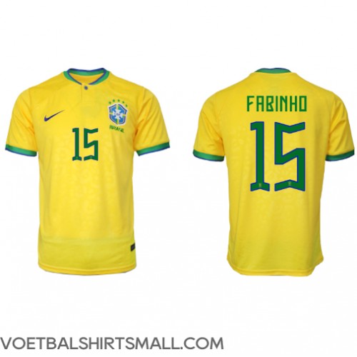 Brazilië Fabinho #15 Voetbalkleding Thuisshirt WK 2022 Korte Mouwen
